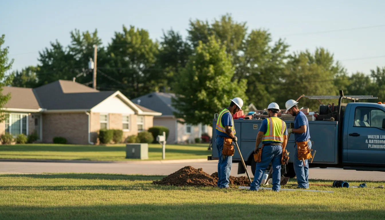 Residential water line and bathroom plumbing service in Crawford, OK